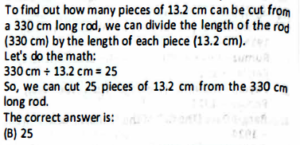How many pieces of 13.2 cm can be cut from a 330 cm long rod: