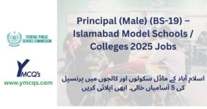 Principal jobs announced in Islamabad for candidates from all over Pakistan.
